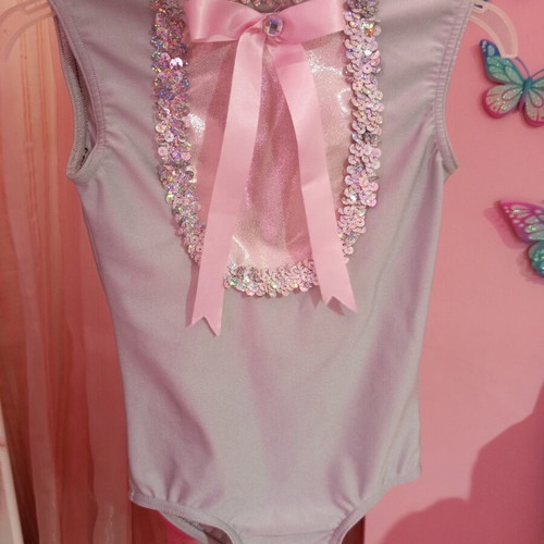 Rhythmic gymnastics leotard like new for 5-6 years, grey and pink