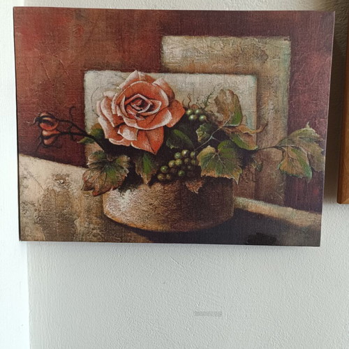 Decorative canvas painting with rose theme used, 35×45 cm