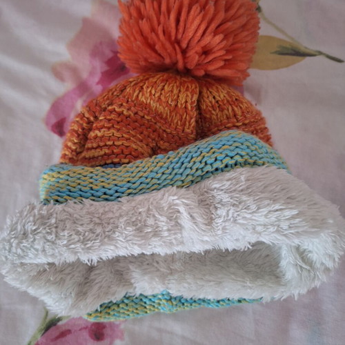 Children's winter hat with lining, colorful