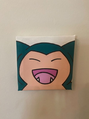 Handmade Snorlax Pokemon canvas painting new