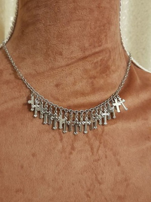 Necklace with silver crosses new