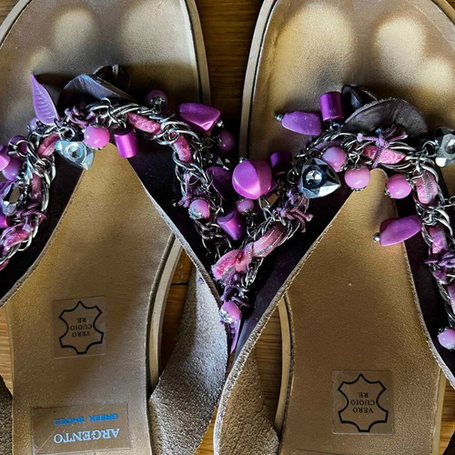 Leather sandals used with pink decoration, size 37