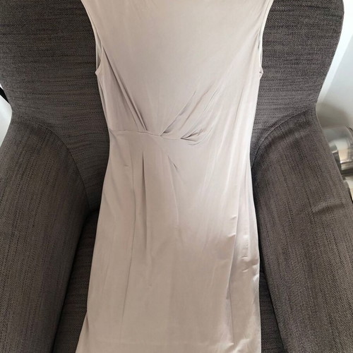 Biancoghiaccio fitted draped dress gray used, size M