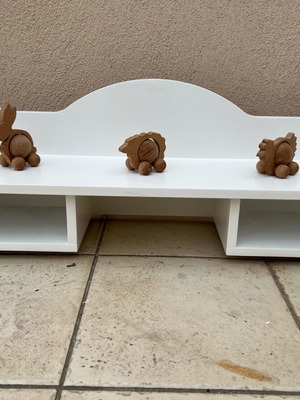 Wooden wall shelf used, white, 2 storage compartments