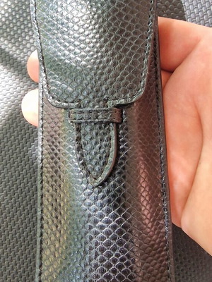 Didier Lamarthe black leather pen case like new with snake pattern