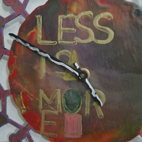 Handmade Metal Wall Clock "Less is More" vintage boho 30cm