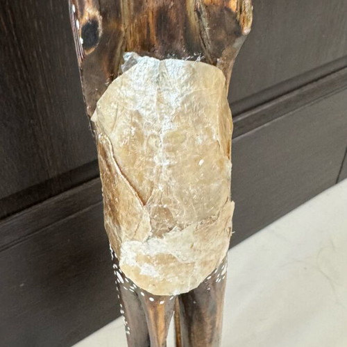 Elephant statue new, wood and mother-of-pearl ornaments, 80 cm
