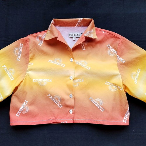 Fiorucci cropped summer shirt new, size M, orange and yellow