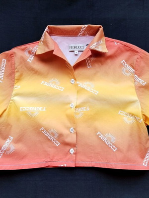 Fiorucci cropped summer shirt new, size M, orange and yellow