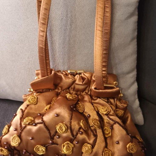 Statement Y2K satin evening bag new, gold color