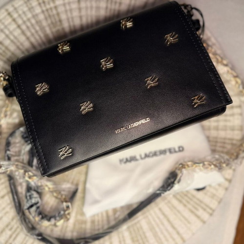 Karl Lagerfeld K/Autograph SM Crossbody Bag new, black and gold leather
