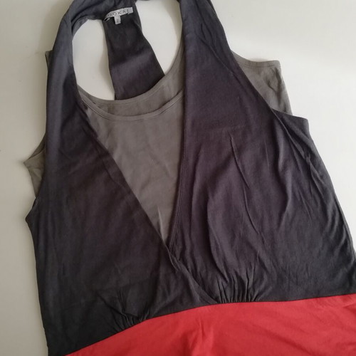 Kookai sleeveless blouse with 2 layers like new, size M/L, gray and red