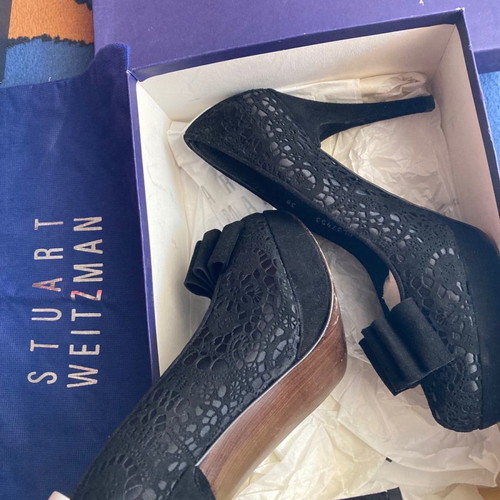 Stuart Weitzman black high suede pumps used size 38