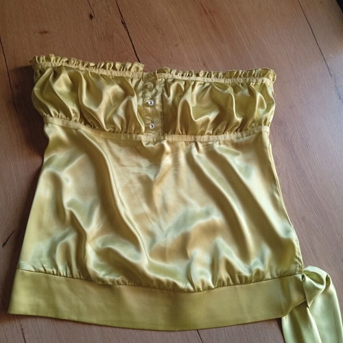 Toi&Moi satin strapless blouse lime size M like new