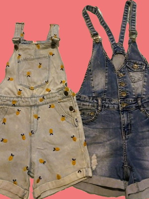 Denim overalls and shorts like new, size 8
