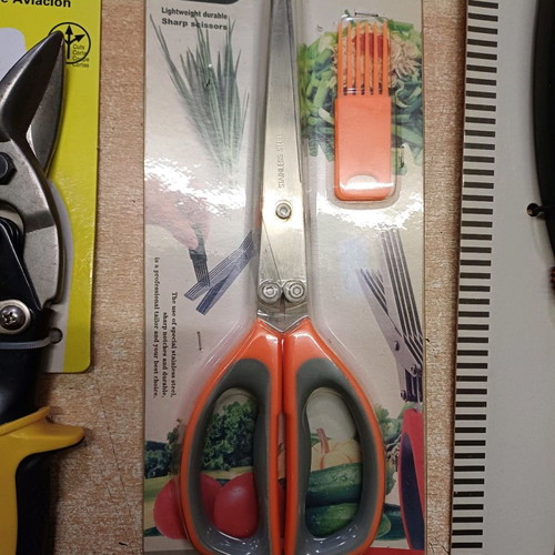 Scissors set with two for sheet metal and one for plants