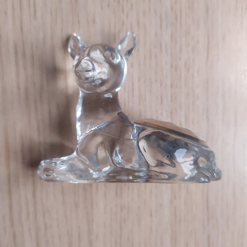 Glass dog figurine with silver detail like new