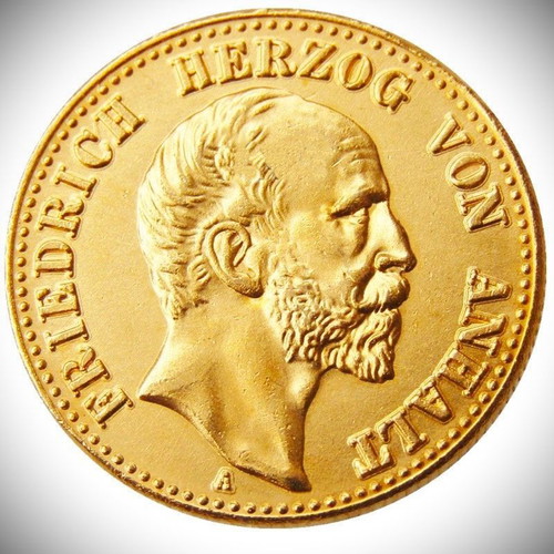 German gold coin plated 22K year 1896 -1901 10 Mark Anhalt-Dessau Friedrich I