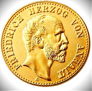 Γερμανικό χρυσό νόμισμα επίχρυσο 22Κ  ετή 1896 -1901 10 Μάρκα Mark Anhalt-Dessau Friedrich I