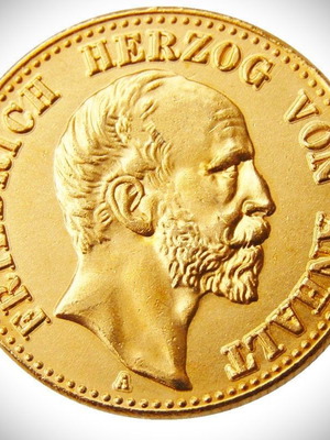 German gold coin plated 22K year 1896 -1901 10 Mark Anhalt-Dessau Friedrich I