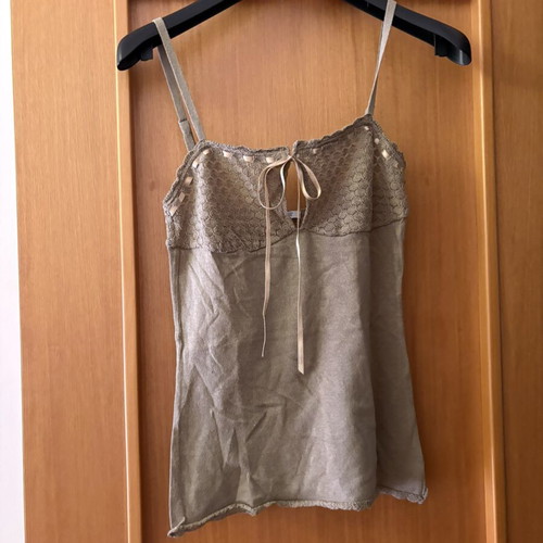 Benetton knitted top with lace details, like new, beige, size M