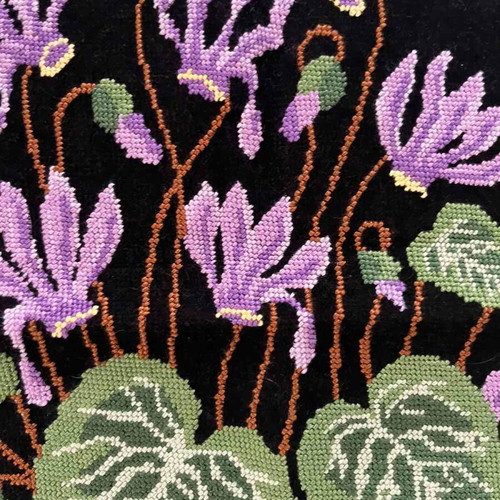 Handmade textile painting with floral design