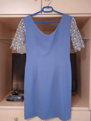 Boutique φόρεμα μπλε με ασημί δαντέλα σαν καινούργιο, μέγεθος L