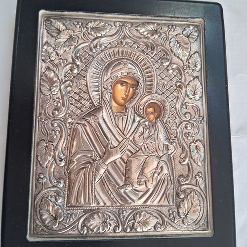 Silver icon of Panagia 950, like new, 16×13.5cm