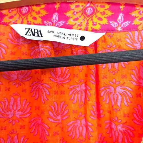Zara caftan like new, orange and pink, 100% cotton, size L