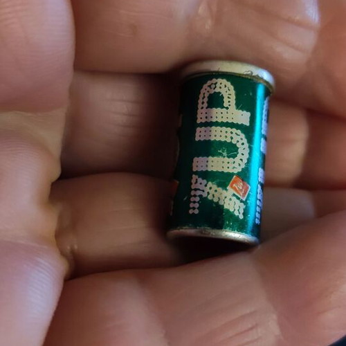 Seven Up 1980 miniature used, empty soda can