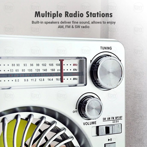USB Rechargeable Fan Radio 500-3116 New