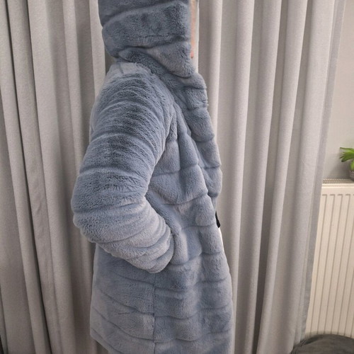 Grey fur coat like new, one size, very soft