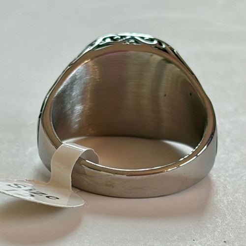 Vintage Signet Ring Black Zircon US 12 316L Stainless Steel New