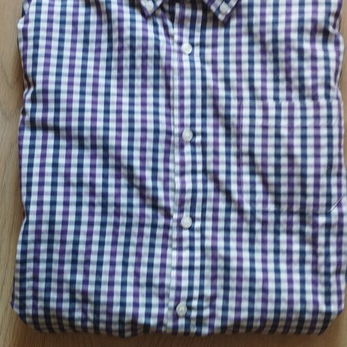 Elvina Man men's checkered shirt M/L, purple blue white