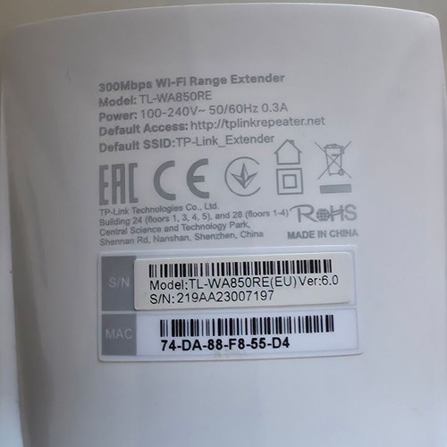 TP-Link TL-WA850RE Wi-Fi Range Extender like new