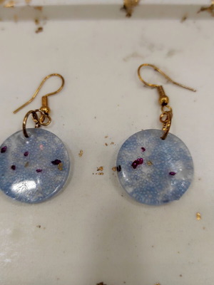 Blue liquid glass earrings new with small beads and crystals