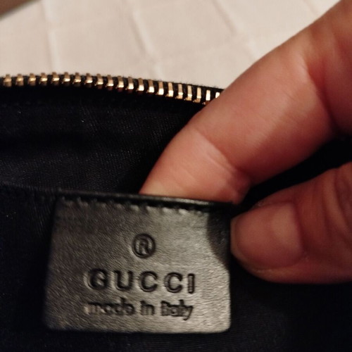 Gucci fabric wrist pouch like new, black