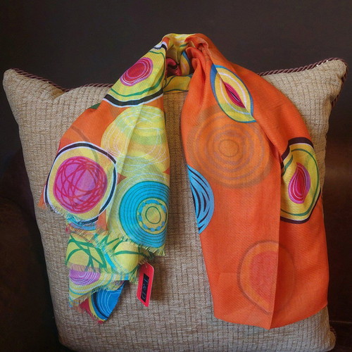 Colorful large scarf like new, shawl, pareo