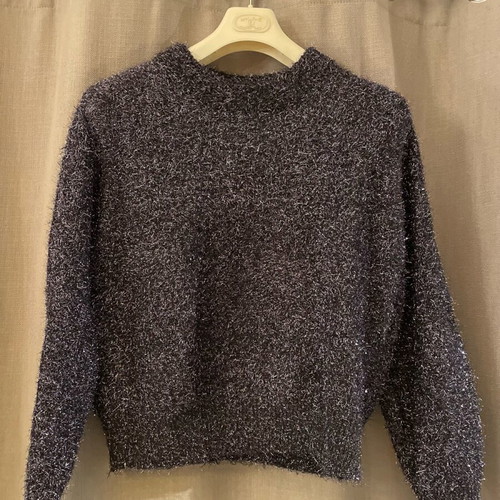 H&M sweater black with silver thread oversize XS like new
