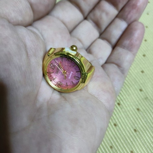 Vintage mini women's ring watch new pink gold