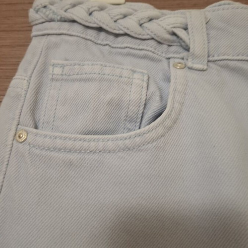 Mango girls' denim jeans like new, braided waist, adjustable size 164 cm