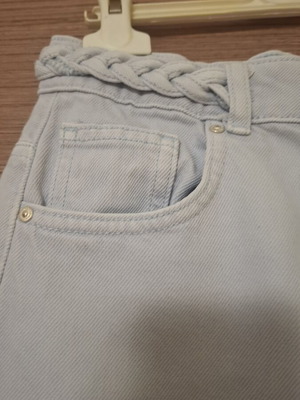 Mango girls' denim jeans like new, braided waist, adjustable size 164 cm