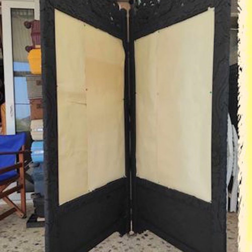 Μεγάλο παραβάν διφυλλο σκαλιστό μεταχειρισμένο, ιαπωνικό ξύλινο έργο τέχνης