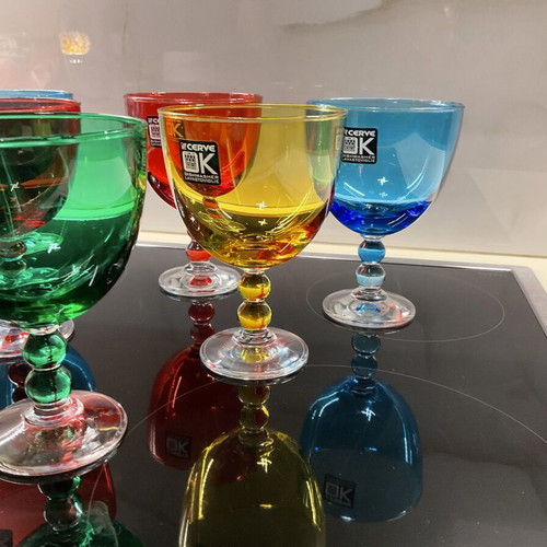 CERVE Deep Ice Cream Bowls Set of 6, Like New, Multicolored Glass