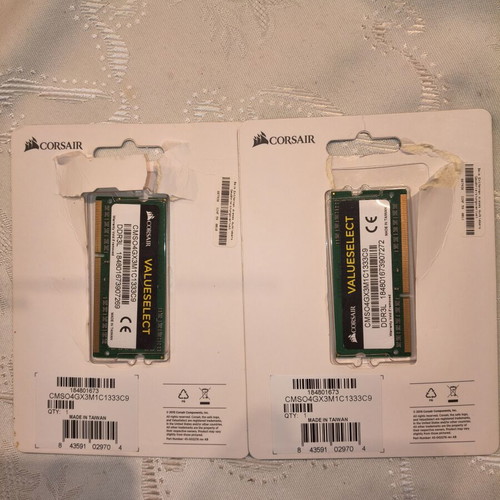 RAM DDR3 1333MHz 4GB for Laptop, new, pack of 2