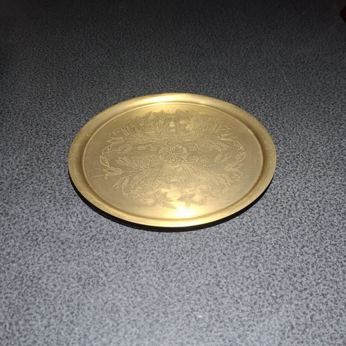 Brass Carved Tray 20cm like new with traditional floral design