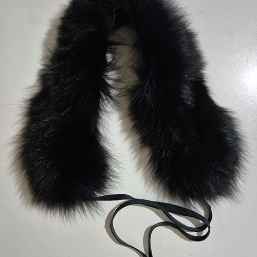 Women's black natural fur collar like new