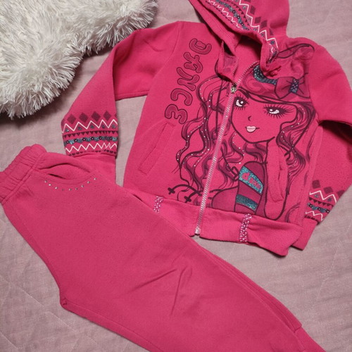 Girls' tracksuit set used, size 4 years, pink