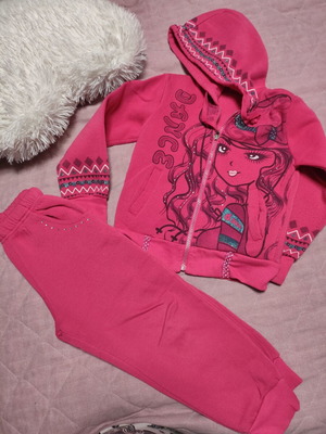 Girls' tracksuit set used, size 4 years, pink