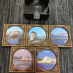 Paros vintage coasters pack of 5, new, 1980s